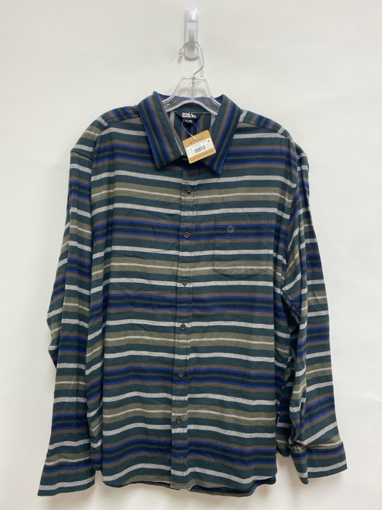 NWT Eddie Bauer Size 2X Green/Black Brown/Cream Striped Men&