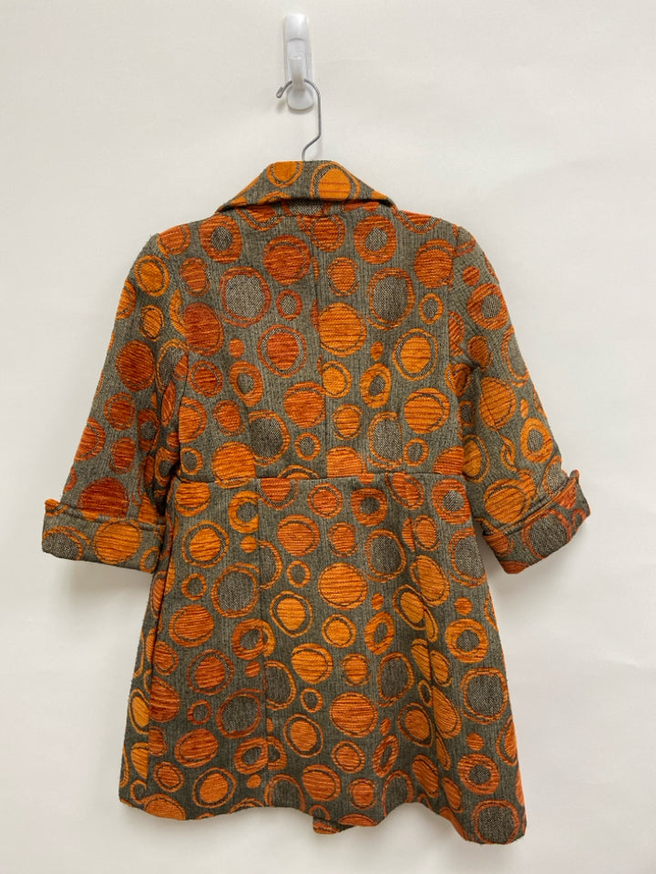 3 Sisters Size MP Gray Orange Circles Button Up Petite Jacket
