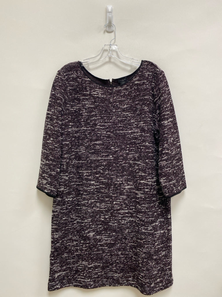 Ann Taylor Size L Plum White Mottled 3/4 Sleeve Ladies Dress