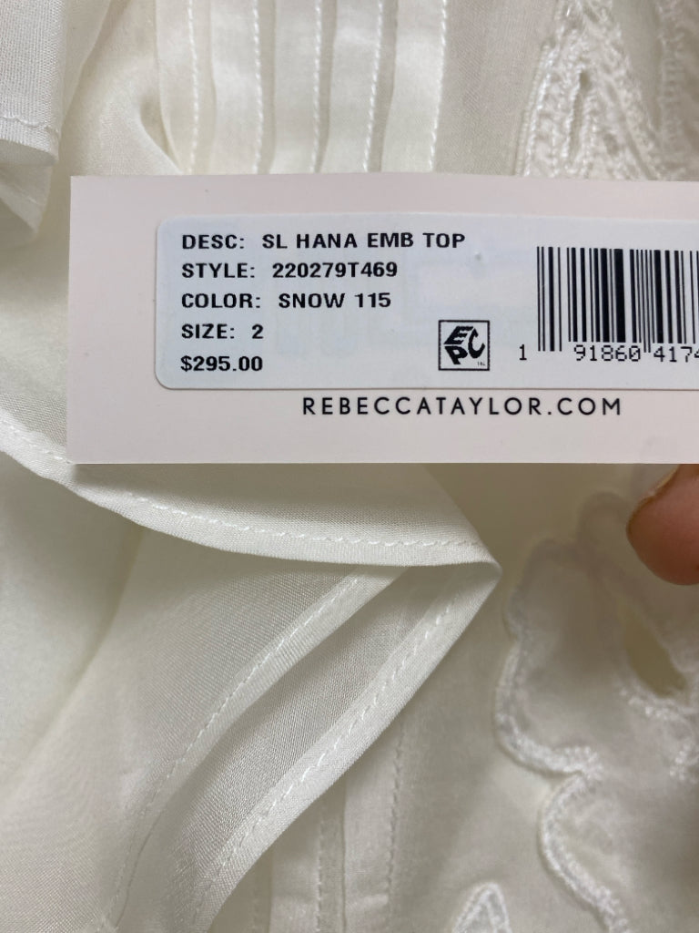 NWT Rebecca Taylor Size 2 Cream Ruffles Sleeveless Silk Ladies Top