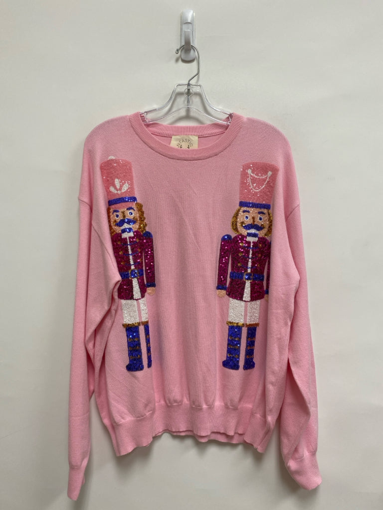 Fantastic Fawn Size L Pink Multi Color Sequins Ladies Sweater Vest