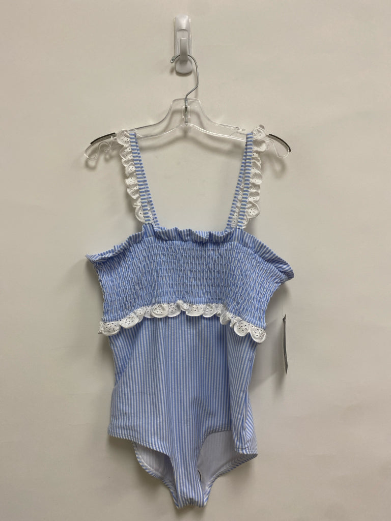 NWT Crown &amp; Ivy SIZE 16 White/Blue Stripes Girl&