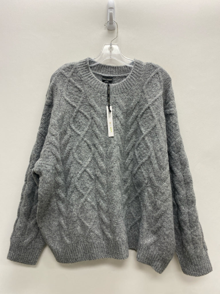 NWT coco+carmen Size L Gray Cable Knit Ladies Sweater