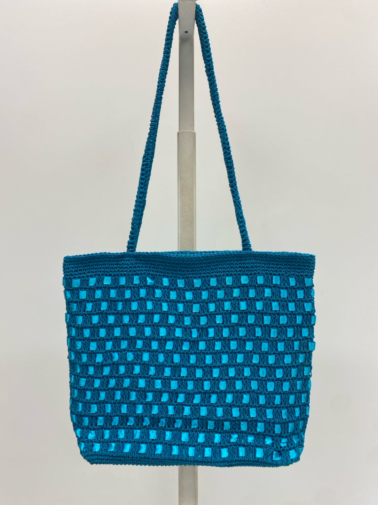 Turquoise Woven Handbag