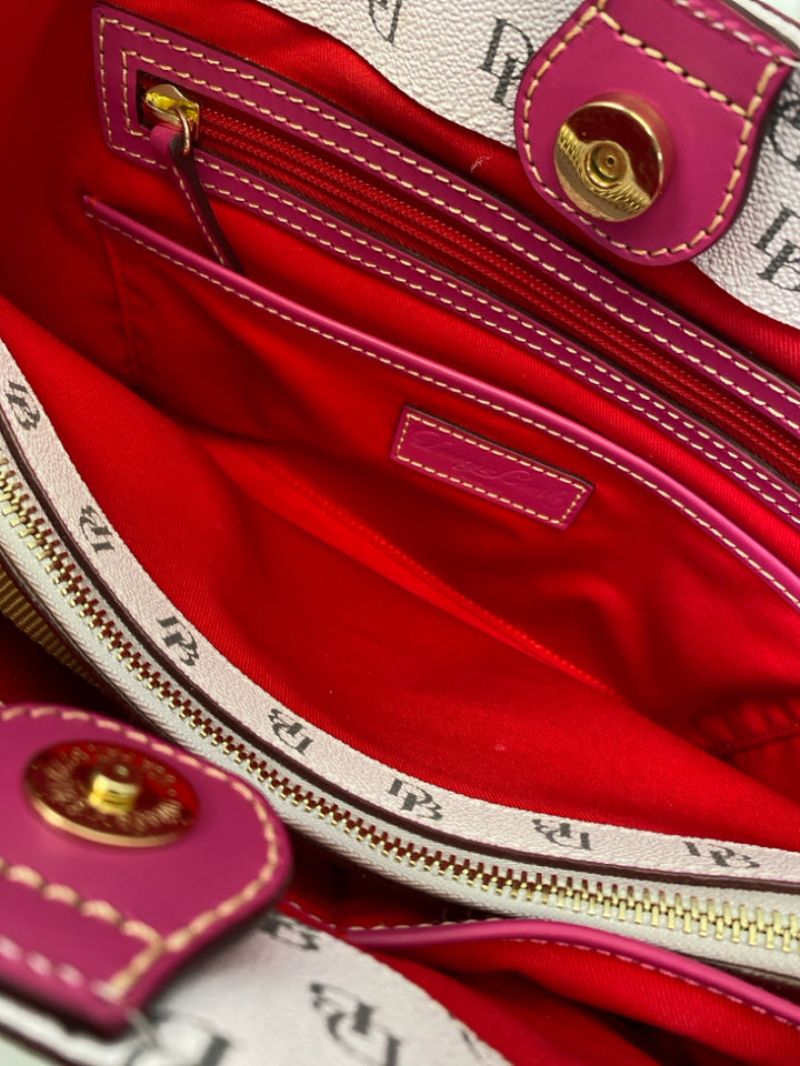 Dooney &amp; Bourke Cream Brown/Pink Signature Handbag