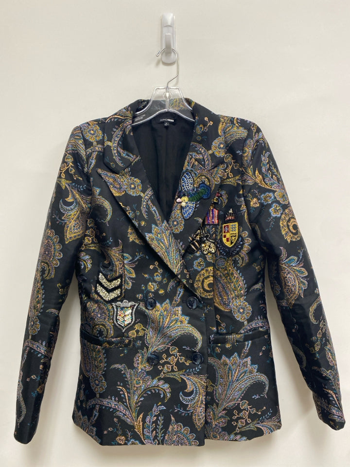 FASHION NOVA Size M Black Multi Color Paisley Jacquard Ladies Jacket