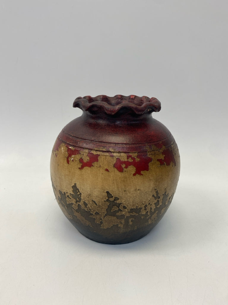 Burgundy Brown/Tan Rustic Vase
