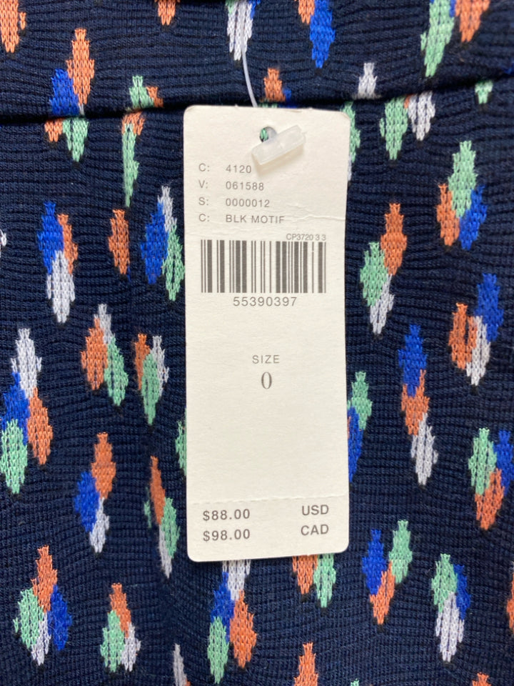 NWT Maeve Size 0 Navy/White Seafoam/Coral Shapes Ladies Skirt