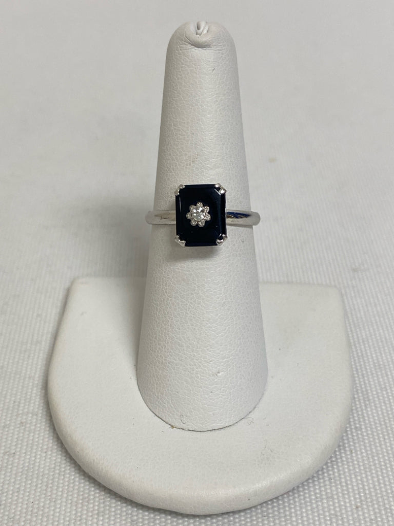 Black Silver Rectangle(s) Ring