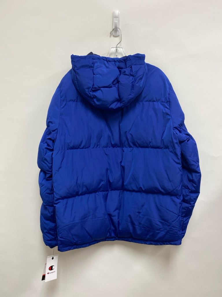 NWT Champion Size M Royal Blue Puffer Hooded Men&