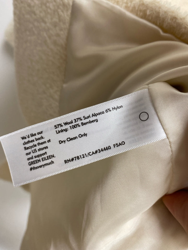 Eileen Fisher Size S Cream Button Up Faux Fur Ladies Jacket
