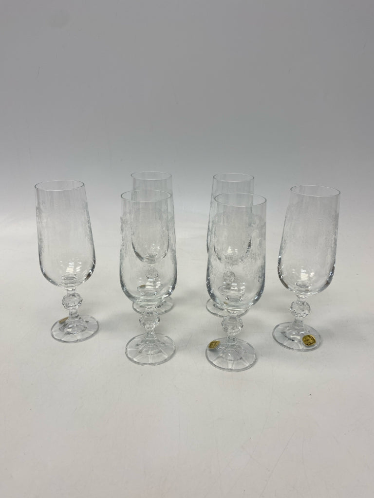 Clear Etched Crystal Glassware