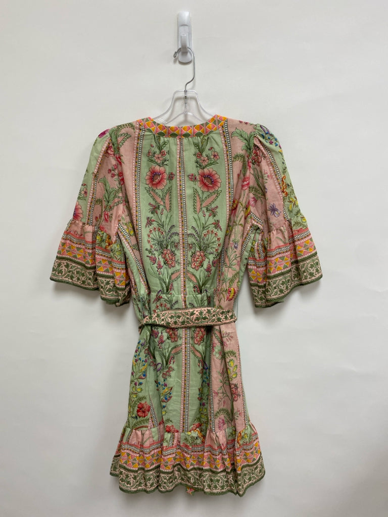 Size S Green Pink/Multi Assorted Print Cotton Ladies Dress