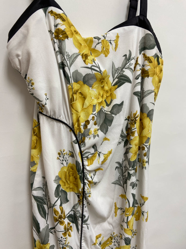 Anthropologie  SIZE  16W Black White/Yellow Flowers Sleeveless Plus Size Dress
