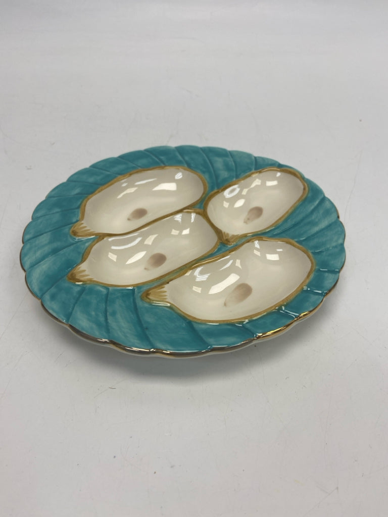 Turquoise White/Gold Trimmed Plate (s)