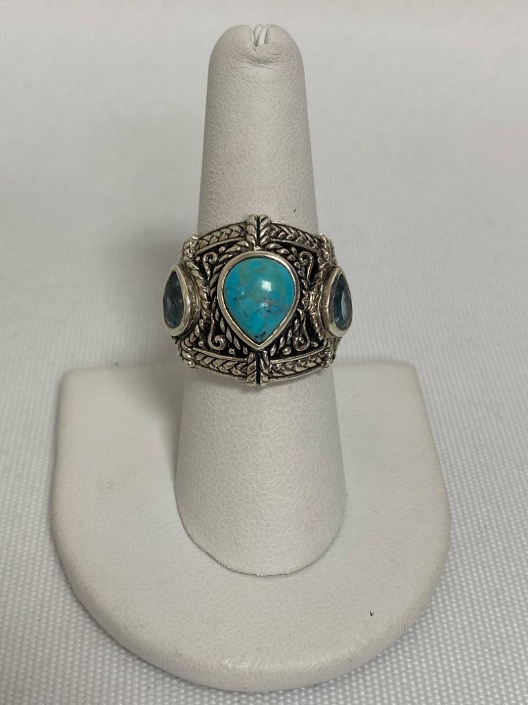 Turquoise Silver Stones Ring