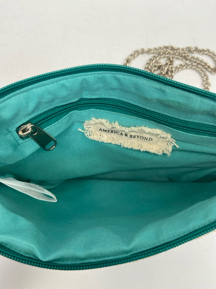 America &amp; Beyond Turquoise Multi-Color Beaded Handbag