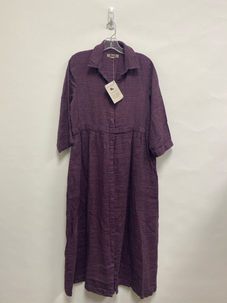 NWT Flax Size S Purple/Black Streaked Button Up Linen Ladies Dress