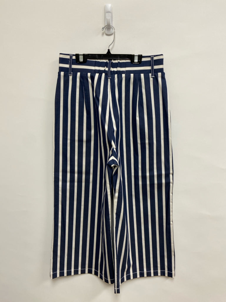 NWT FIFTEEN TWENTY Size L Navy/White Stripes Wide Leg Ladies Pants