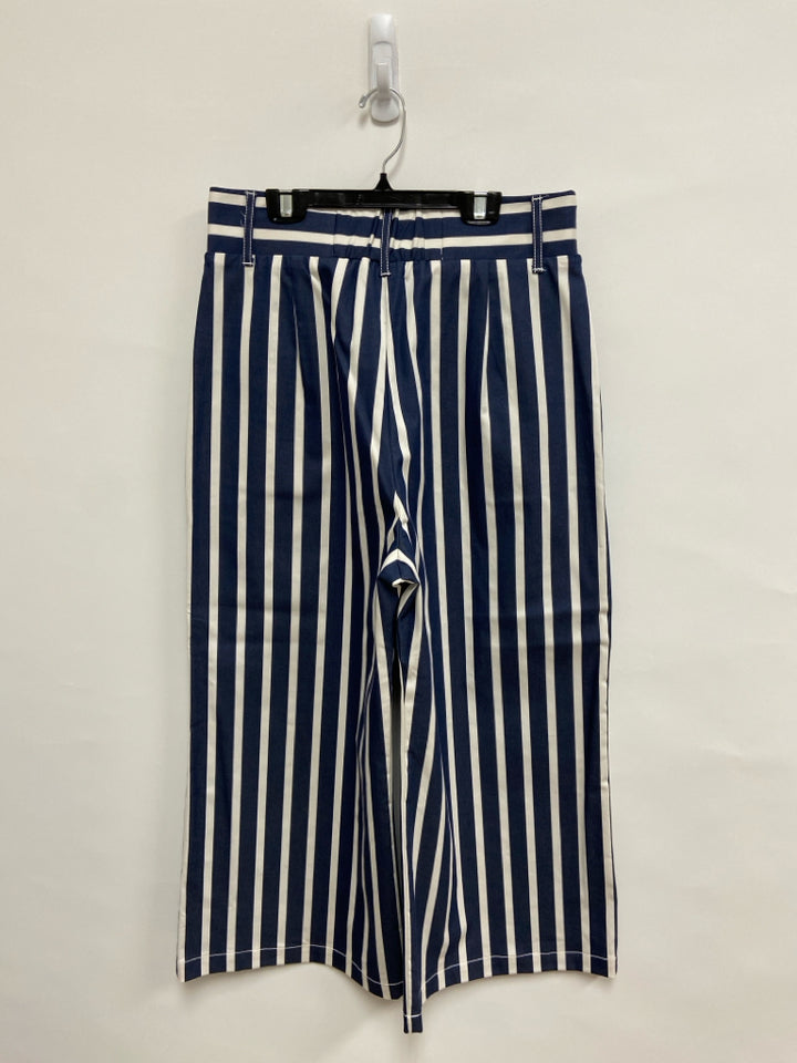 NWT FIFTEEN TWENTY Size L Navy/White Stripes Wide Leg Ladies Pants