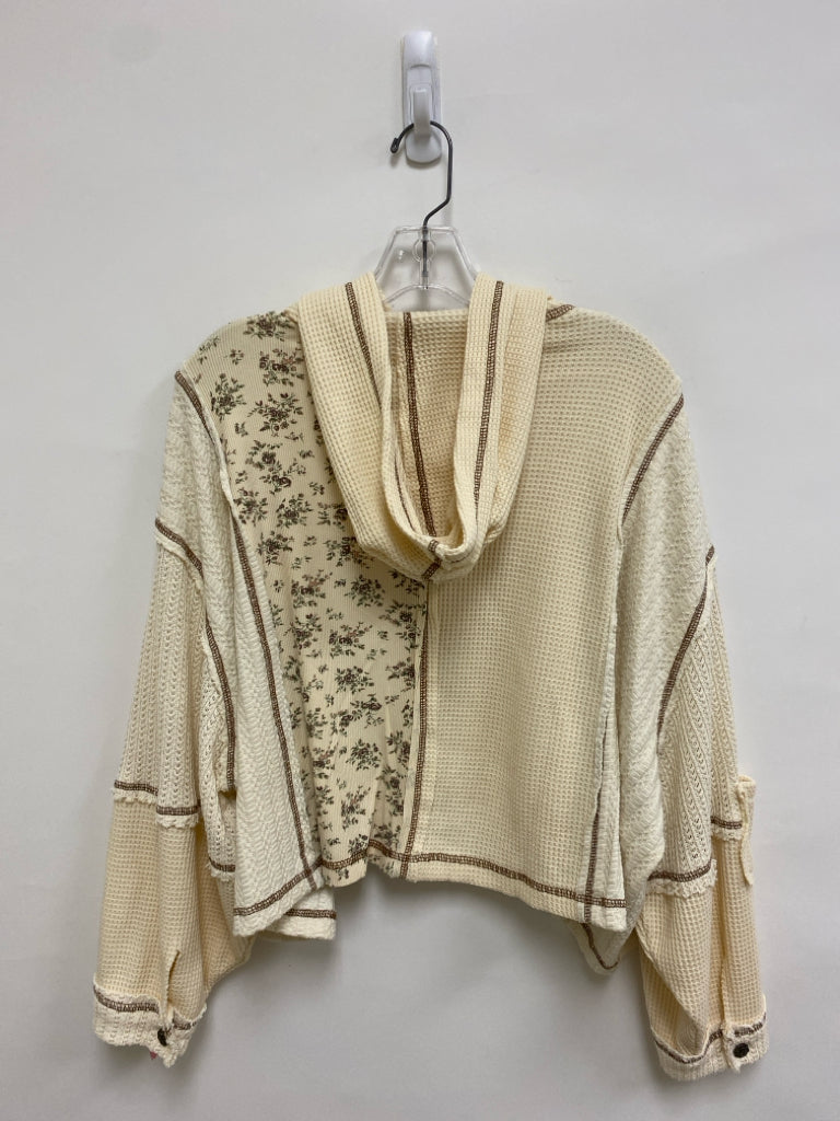 POL Size S Cream Brown/Green Floral Hooded Ladies Top