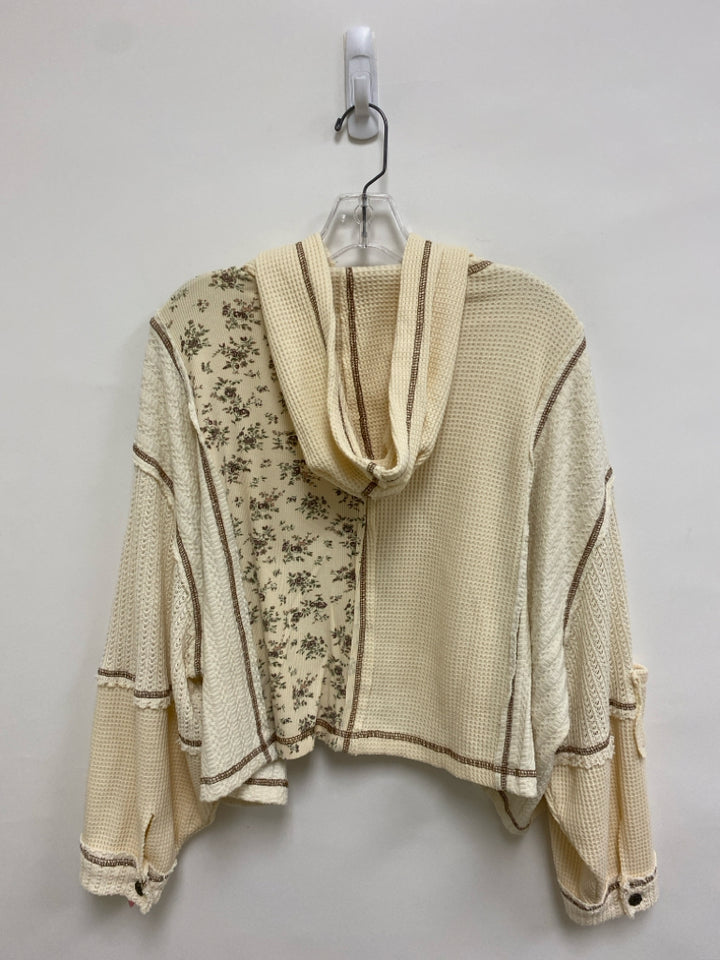 POL Size S Cream Brown/Green Floral Hooded Ladies Top