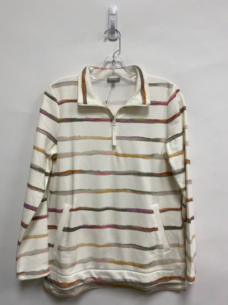 NWT Talbots Size MP White/Multi Striped Petite Top