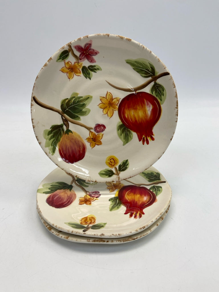 Cream Multi Color Fruit Ceramic Plate (s)