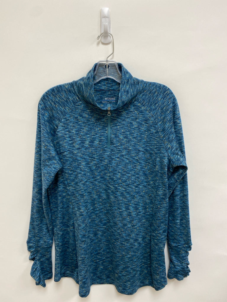 Columbia Size XL Dark Blue Yellow Streaked Athletic Top