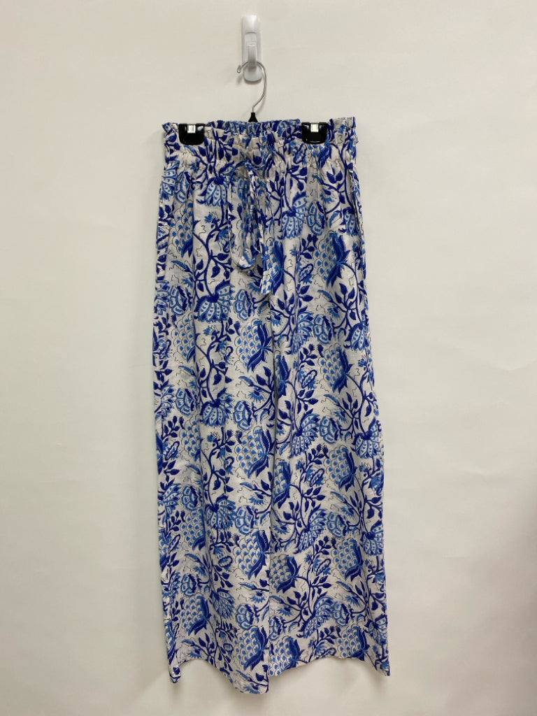 Size M White Navy/Blue Acanthus Pull-on Ladies Pants