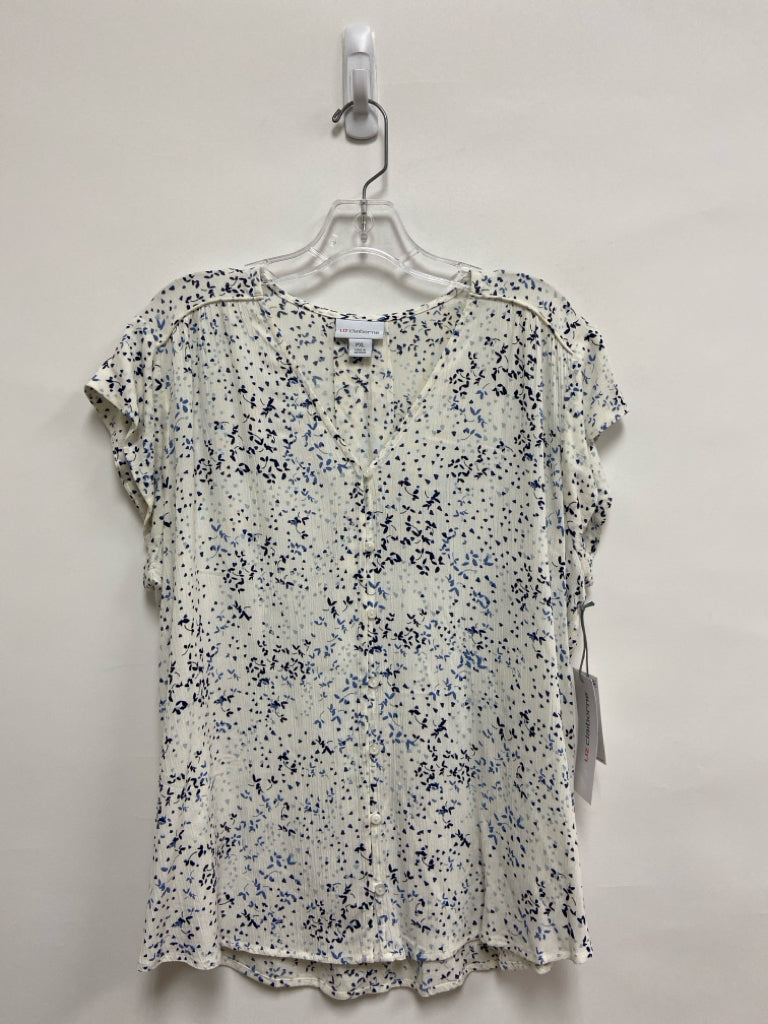 NWT Liz Claiborne Size XLP White Navy/Blue Floral Petite Top