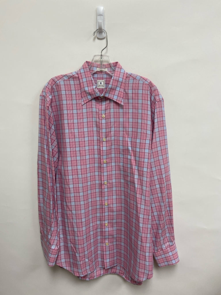 Peter Millar Size L Pink/Blue White Plaid Men&