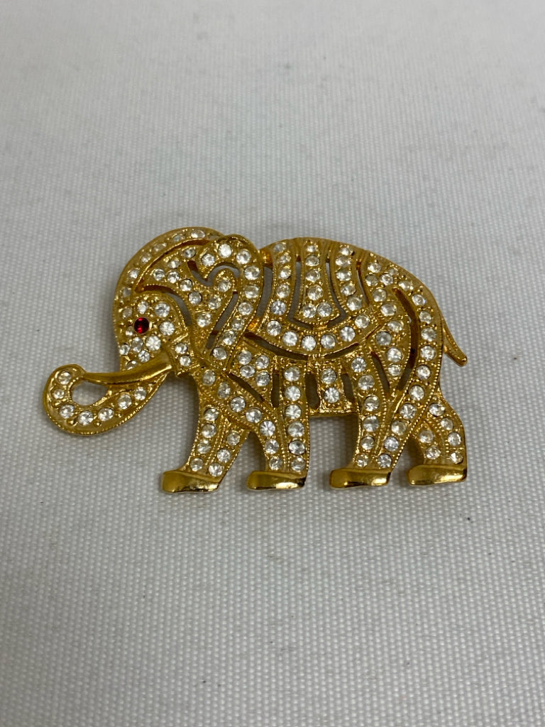 Gold Color Red Elephant Pin