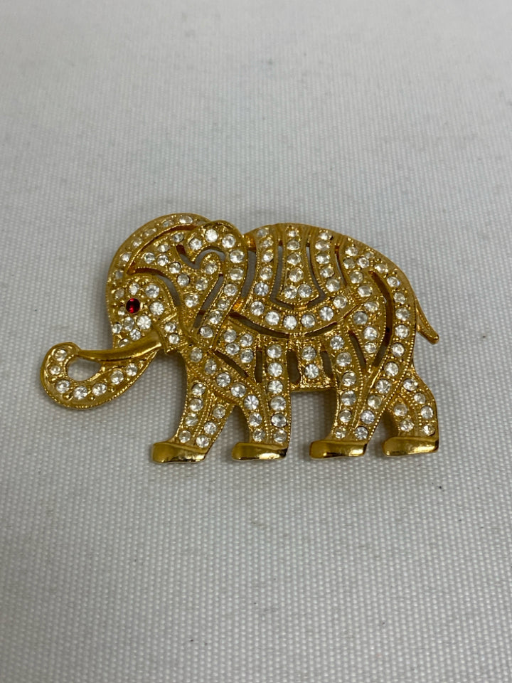 Gold Color Red Elephant Pin