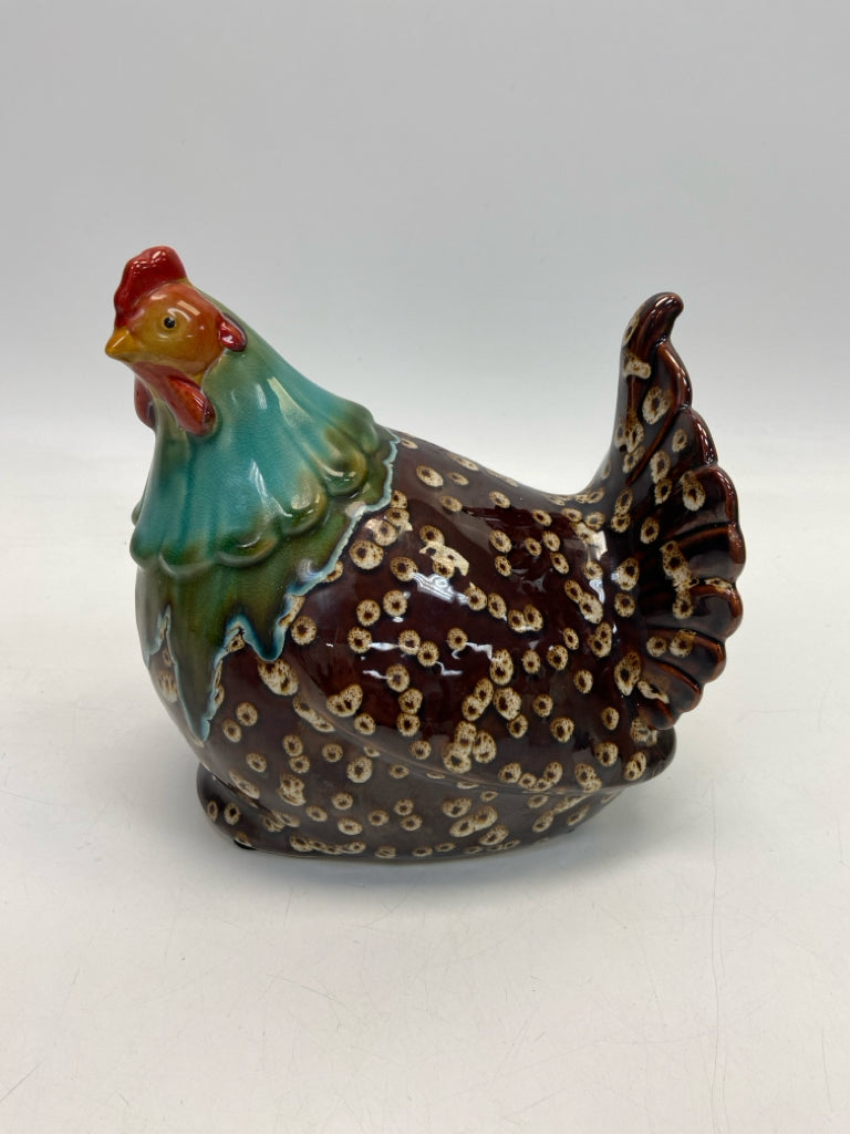 Brown Turquoise Ceramic Figurine