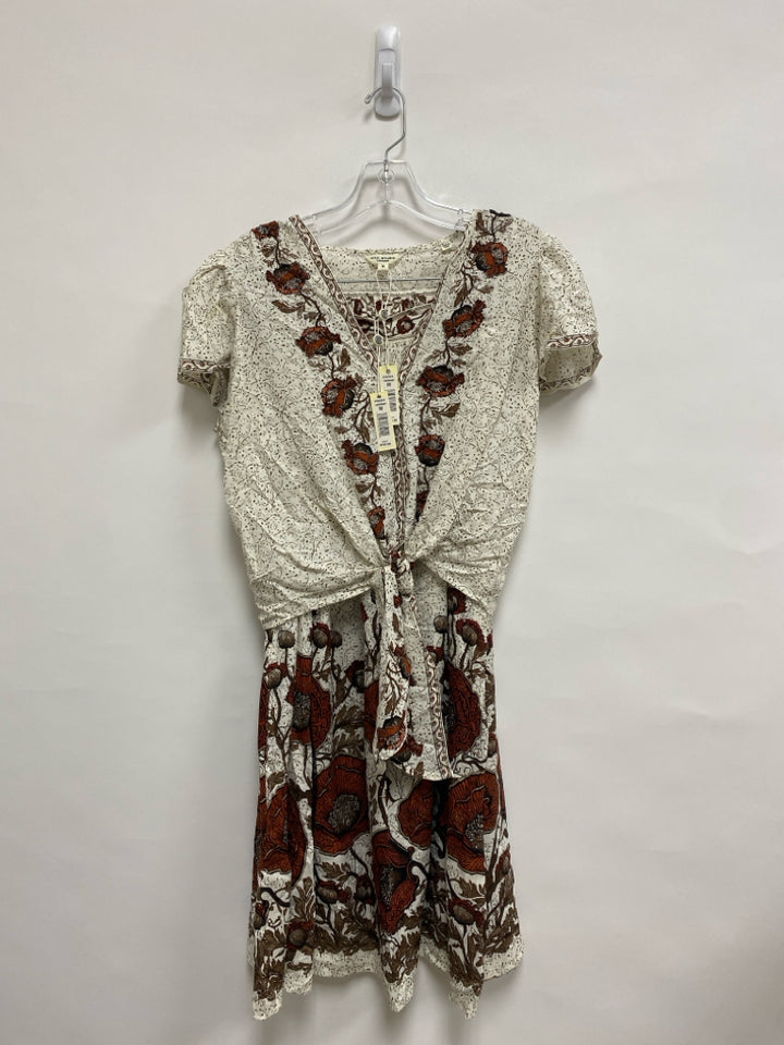 NWT Max Studio Size M Cream/Brown Orange Floral Ladies 2pc Skirt