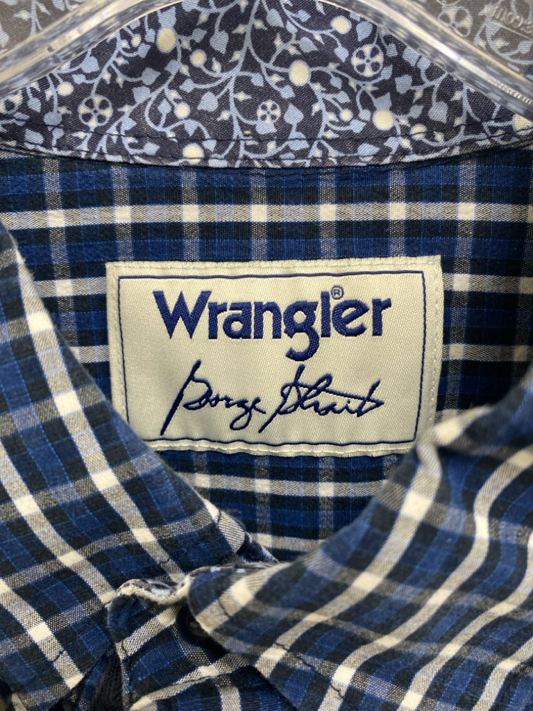 Wrangler Size XXL Navy White/Black Plaid Button Up Men&