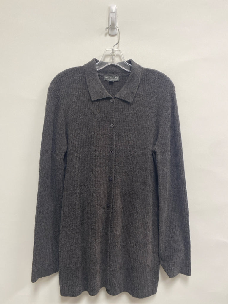 Barefoot Dreams Size L Dark Gray Texture Button Up Ladies Sweater
