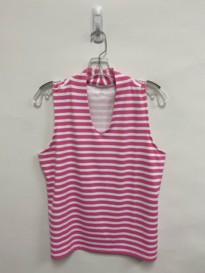 Talbots Size LP White/Pink Striped Sleeveless Petite Top