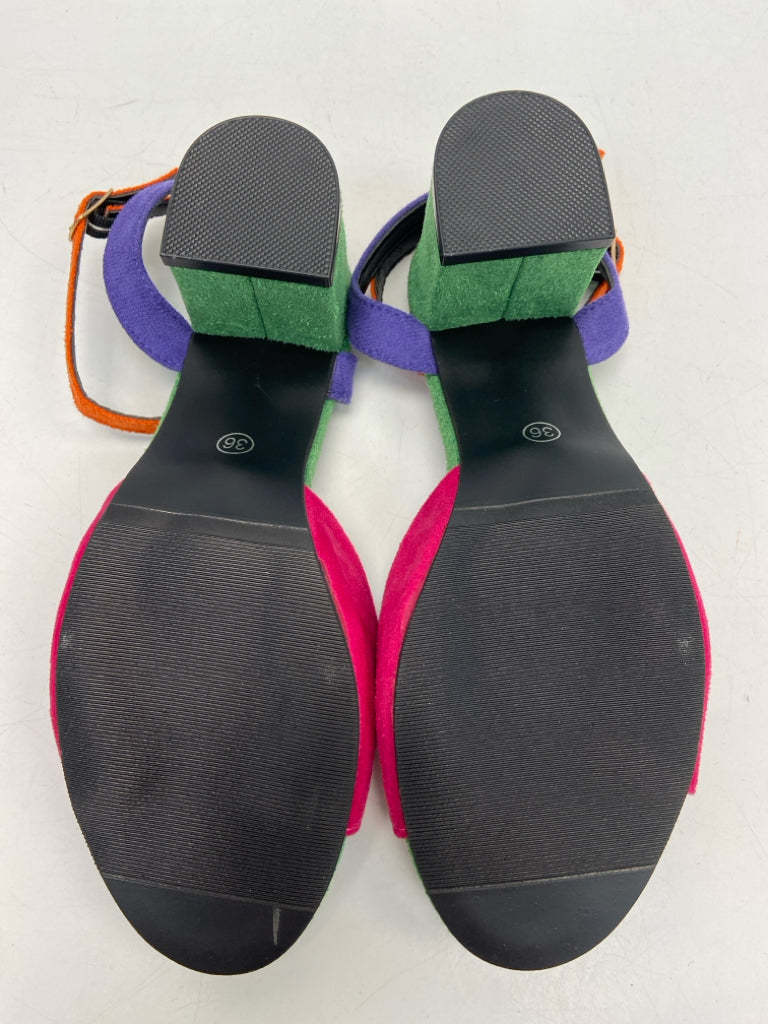 NWOT  Size 36 Green/Pink Purple Sandals