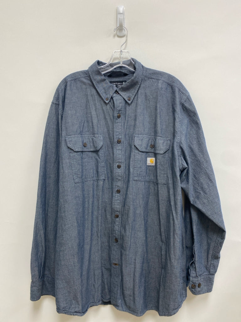 Carhartt Size 2X Navy Heather Button Up Men&