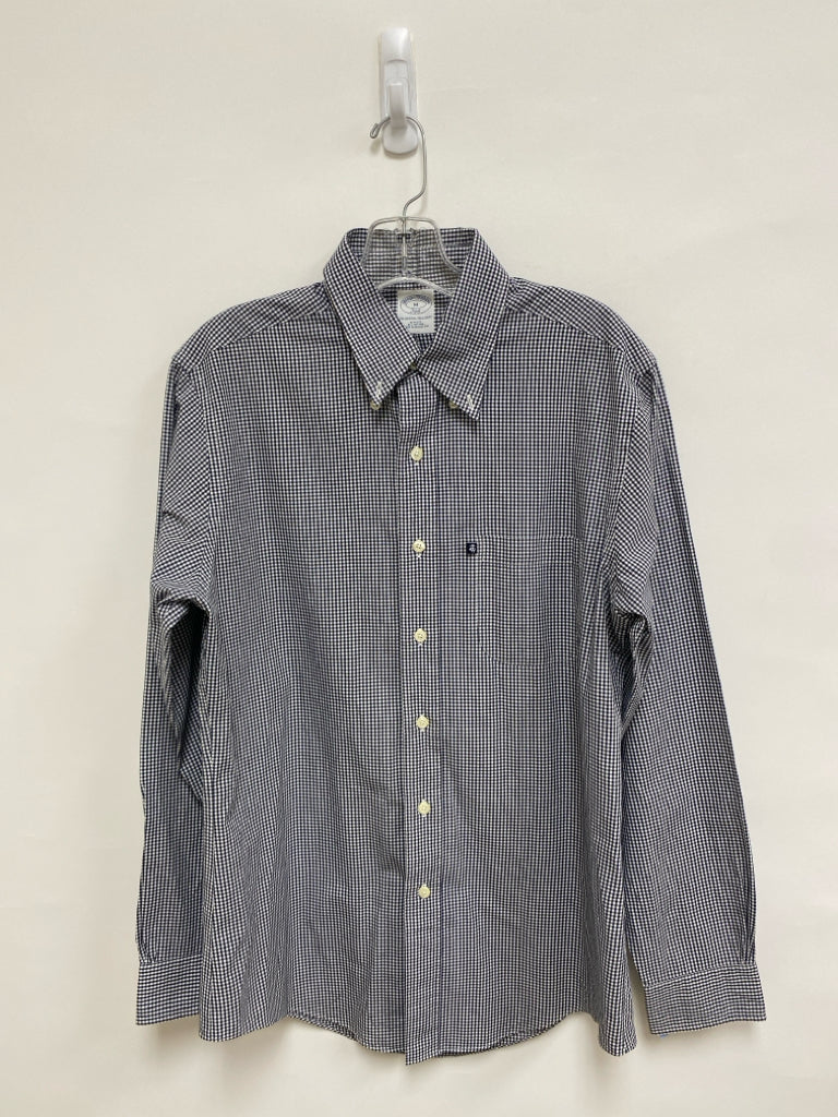 Brooks Brothers Size M Navy White Checkered Button Up Men&