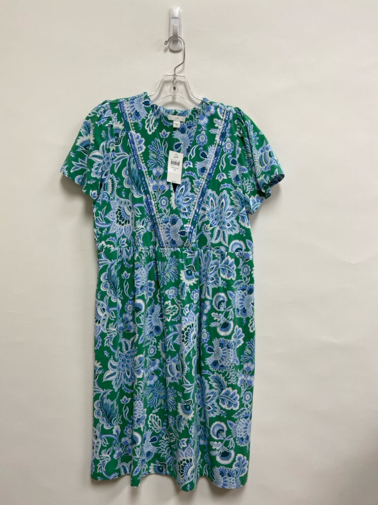 NWT J Jill Size S Green Blue/White Print Ladies Dress