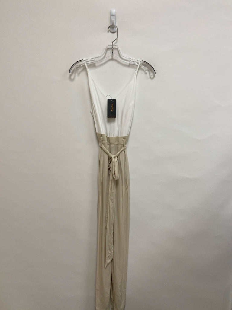 NWT Size XS White Beige Sleeveless Ladies Jumpsuit