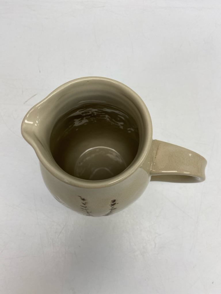 Cream Blue/Green Floral Ceramic Pitcher