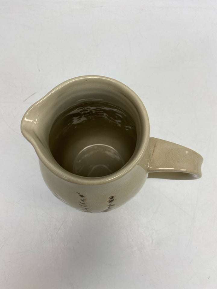 Cream Blue/Green Floral Ceramic Pitcher