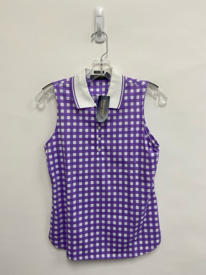 NWT Ralph Lauren Size S Purple White Checkered Sleeveless Ladies Top