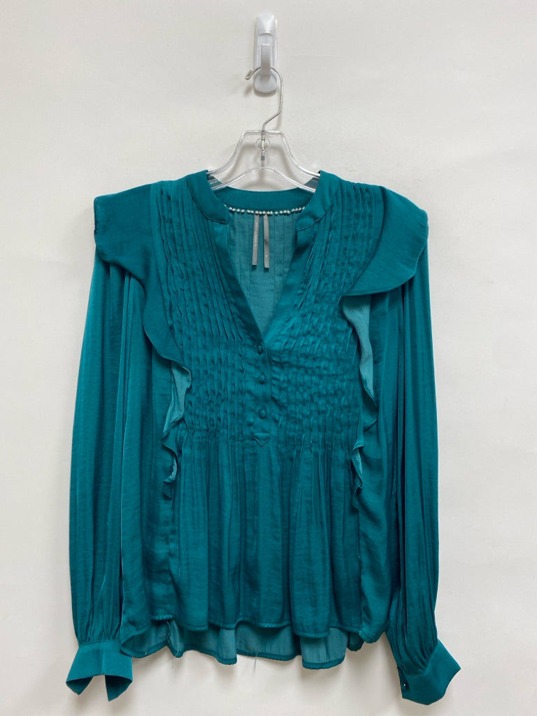 Anthropologie Size XS Teal Green Pleated Ladies Top