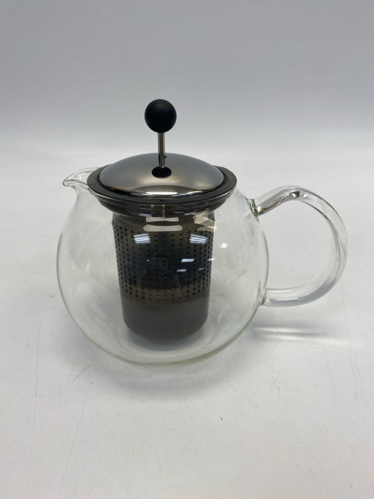 Bodum Clear Silver Glass/Metal Tea Pot