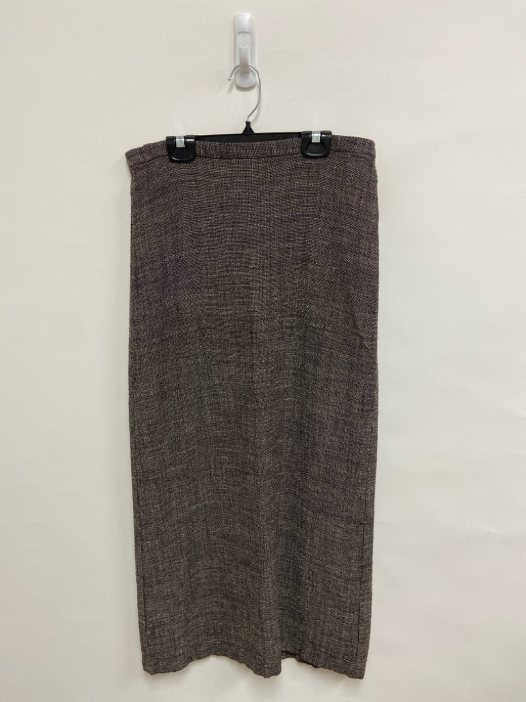 Eileen Fisher Size M Brown/Cream Mottled Linen Blend Ladies Skirt